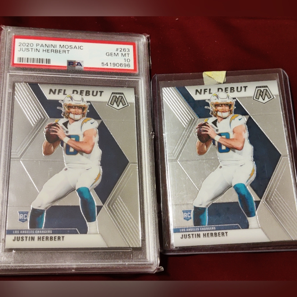 Justin Herbert RC Panini Mosaic PSA 10 + original